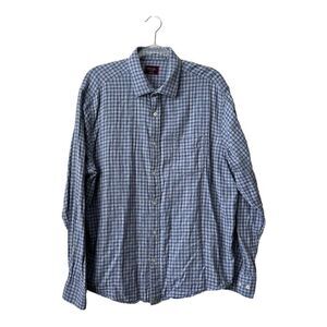 Untuckit Mens Long Sleeve‎ Button Shirt Double Cloth Blue Grey Size XL Gauze